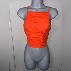 Free People Movement Shirr Enough Tank Top Size Small Neon Orange